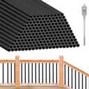 Yaocom 150 Pack 26" Aluminum Deck Balusters 3/4" Black Metal Railing, Hollow Round Outdoor Porch Spindles Indoor Stair Railing for Wood and Composite Deck