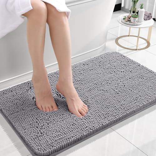 OLANLY Bathroom Rugs 24x16, Extra Soft Absorbent Chenille Bath Rugs, Rubber Backing Quick Dry, Machine Washable Bath Mats for Bathroom Floor, Tub and Shower, Home Decor Accessories, Grey OLANLY Bathroom Rugs 24x16, Extra Soft Absorbent Chenille Bath Rugs, Rubber Backing Quick Dry, Machine Washable Bath Mats for Bathroom Floor, Tub and Shower, Home Decor Accessories, Grey