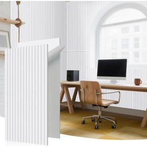 WoveN SounD Acoustic Slat Wall Panels, 47.2x23.6x0.8 Inch, High Density, Sound Dampening, Decorative Noise Blocker Felt Wall Tiles for Ceilings, Home Office & Gaming Room (2 Pcs, Snow White)
