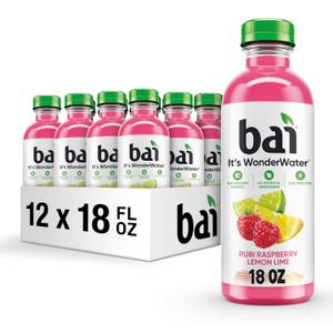 Bai Antioxidant Infused Water Beverage, Raspberry Lemon Lime, with Vitamin C and No Artificial Sweeteners, 18 Fluid Ounce Bottle, 12 Pack, BB: 06/26