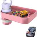 Car Seat Snack Tray for Kids Toddler Travel,Cup Holder Expander for Car,Toddler Travel & Road Trip Accessory for Mess-Free Snacking in The Car (Pink)