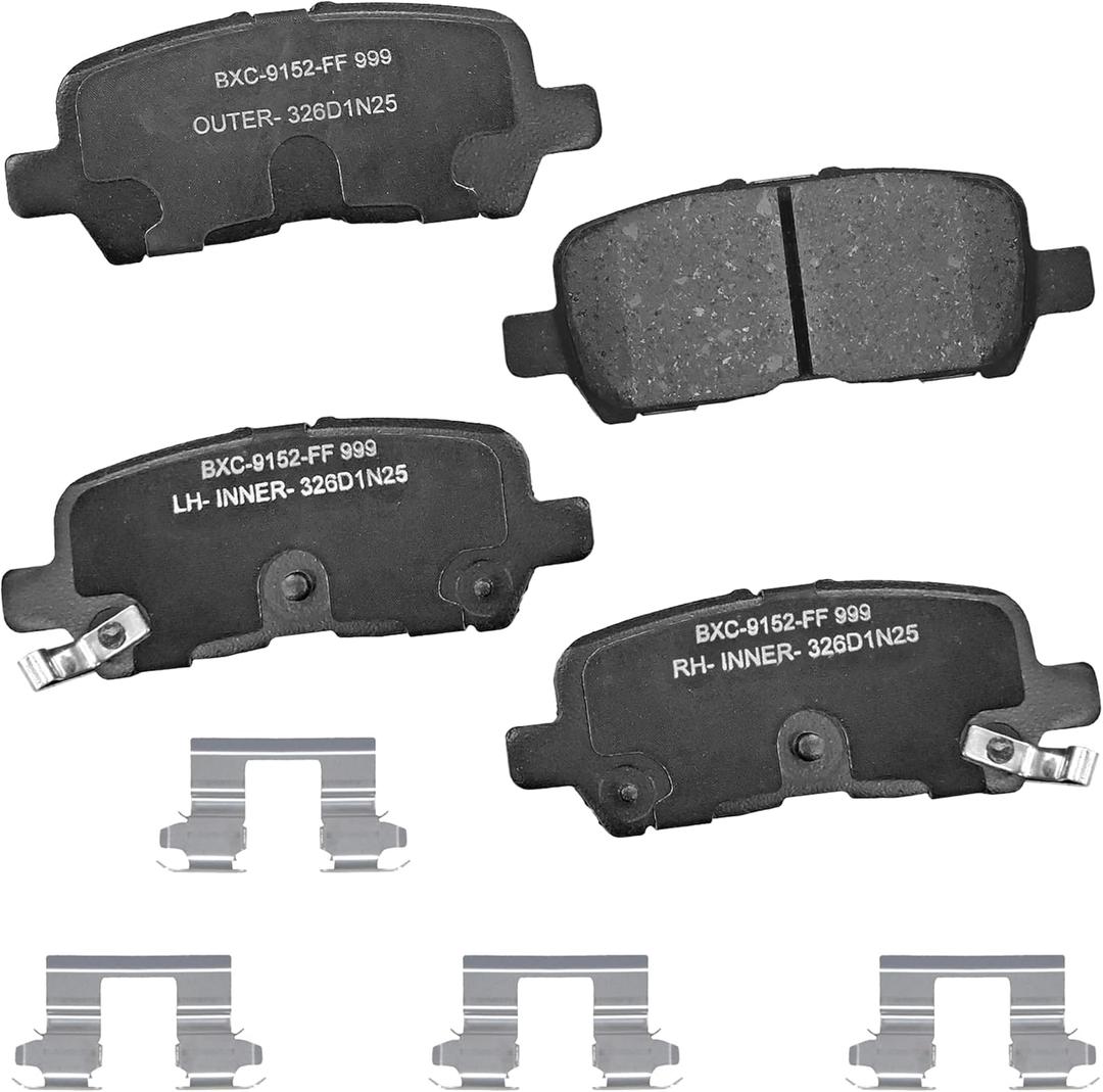 Bendix Premium SBC999 Ceramic Rear Brake Pads for Buick Allure 2009-2005, LaCrosse 2009-2005, Chevrolet Impala 2013-2011, Impala 2016-2015, Impala Limited 2016-2014, Pontiac Grand Prix 2008-2004