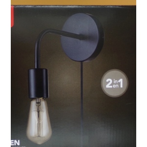 Globe Electric Holden 1-Light Matte Black Plug-In or Hardwire Wall Sconce