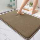 OLANLY Thick Memory Foam Bath Mat Rug 36x24, Extra Soft Absorbent Bathroom Rug, Quick Dry Bath Mats, Non-Slip, Machine Washable Carpet for Bathroom, Tub and Shower, Home Decor Accessories, Tan