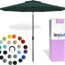 Midtown Umbrellas - 10-Year-No-Fade 8 Ft Patio Umbrella with Terylast Fabric, Auto-Tilt Aluminum Frame and 8 Reinforced Ribs for Deck, Pool, Garden & Beach - Forest Green Canopy, Black Pole