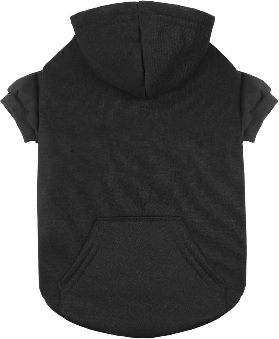 Dog Sweaters for Medium Dogs Dog Hoodie Pet Sweater Soft Solid Brushed Fleece Pet Clothes Hoodie Sweatshirt with Pocket(Black-Medium)
