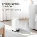 Cesun 1.2 Gallons Small Trash Can with Lid, White Bathroom Garbage Can with Foot Pedal, Mini Round Wastebasket for Bathroom, Bedroom, Office, 4.5 Liters / 1.2 Gallons, White