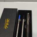 WEMATE Wood Rollerball Pen Set, Extra 2 Ink Refills(1 Black & 1 Blue), Fancy Writing Pen Nice Luxury Office Gift for Men, Professional, Executive, Cool Wooden Pen for Journaling - Blackwood