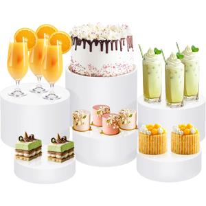 6Pcs Buffet Risers, Food Risers for Buffet Table, Acrylic Round Display Risers with Hollow Bottom, Food Display Stand for Party Jewelry Dessert Figures (Size 6",6.5",6.7",7",7.5",8")