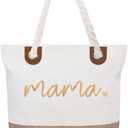 GhvyenntteS Mama Bag, Mama Tote Bag with Zipper, Birthday Gifts for Women Mom Grandma, New Mom Gifts for Hospital, Shopping, Beach, Travel