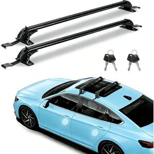 2Pcs Universal Car Roof Rack Cross Bars w/Anti-Theft Lock,43" Aluminum Lockable Car Top Crossbars with Adjustable Window Frame for Bare Roof Kayak Bike Rooftop Cargo Carrier Luggage 165 LBS Load (42.91"-44.88")