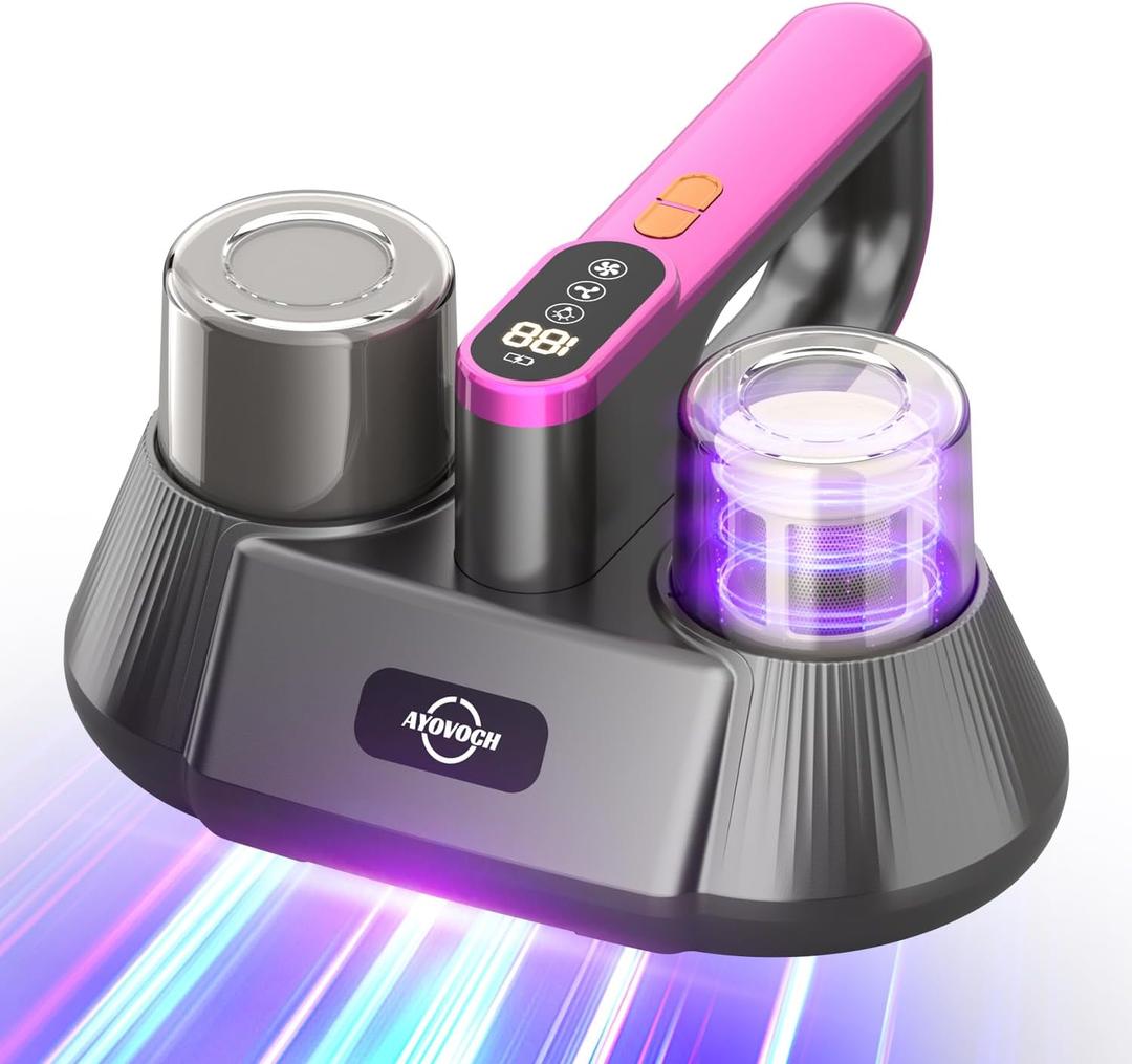 Mattress Vacuum Cleaner, 9Kpa Strong Suction, Cordless Bed Vacuum Cleaner with UV-C Light, HEPA Filter, Suitable for mattresses Pillows Sofas