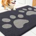 Smiry Dog Door Mat for Muddy Paws, Absorbs Moisture and Dirt, Low-Profile Entryway Mat with Non-Slip Backing, Entry Indoor Outdoor Doormat for Inside Floor (36x24 Inches, Dark Grey, Paw)