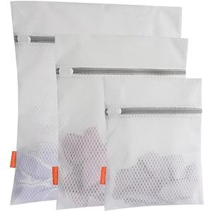 Polecasa 3Pcs Extra Durable 125g Diamond Mesh Laundry Bags with Sturdy Zipper for Delicates, Bras, Baby Clothes (1 Large, 1 Medium, 1 Small)
