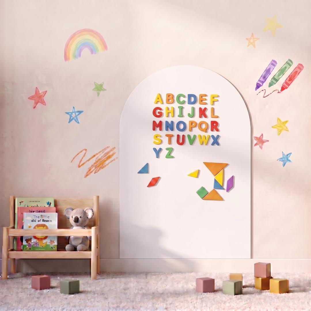 Magnetic Arch Wall Decal, 31.9" x 39.7"(81x101cm) Strong Adhesive Magnetic Chalkboard Play Wall, Anti-Peel Ideal for Playroom Home Classroom(White)