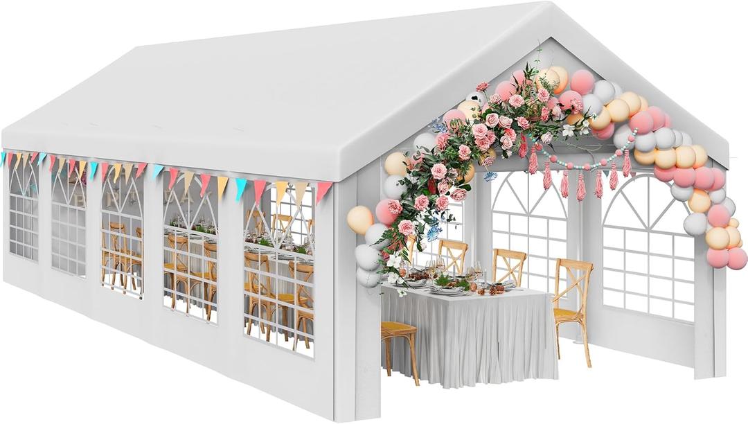 YITAHOME 16x32ft Party Tent Heavy Duty Outdoor Wedding Tent Canopy Event Shelters Upgraded Galvanized Steel Carport with Removable Sidewall Windows for Commercial and Parties, White