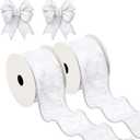 Briful Silver Velvet Christmas Ribbon 2.5 Inch Christmas Tree Ribbon with Metallic Wired Edge (2 Rolls, 20 Yards)