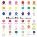 Grabie 42 Capped Glitter Gel Pen Set, 18 Iridescent&24 Essential Color Pens, Smooth Rollerball Tip, Metallic Sparkly Gel Pens for Coloring, Set of 42 Gel Pens Colored