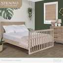 Evolur Stilnovo Mid Century Convertible Crib Wooden Full Size Bed Rail I Lasting Quality, Windsor Oak Grey