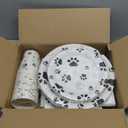 durony 121 Pieces Black Paw Print Party Supplies Dog Birthday Tablecloth, Plates, Napkins, Forks and Paper Cups Decorations for Puppy Theme Party Supplies, Black/White