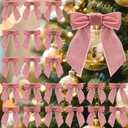 Glitinsel 30 Pcs Velvet Ribbon Bows 5" x 4" Pre Tied Christmas Velvet Bows with Twist Tie for Gift Packaging Christmas Tree Wreaths Door Windows Wedding Party Decoration(Dusty Pink)