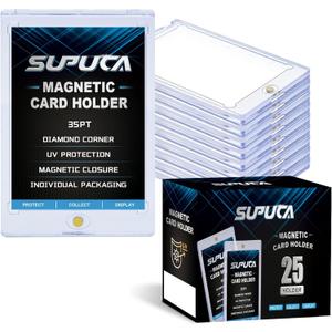 25ct Magnetic Card Holder 35PT, One Touch Protector for Trading Cards, Hard Plastic Sleeves Display Case for Baseball and Sports Cards