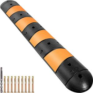 VEVOR Rubber Speed Bump, 1 Pack 2 Channel Speed Bump Hump, 72" Long Modular Speed Bump Rated 22000 LBS Loading, 72.8 x 12.2 x 2.2 Garage Speed Bump for Asphalt Concrete Gravel Driveway with 2 End Cap