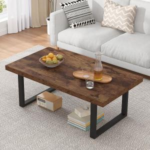 Rustic Brown Coffee Table, Industrial Wood Living Room Table 47 Inch
Modern Minimalist Farmhouse Rectangle Wooden Center Table, Simple Wood and Metal Vintage Coffee Table for Bedroom Home Office