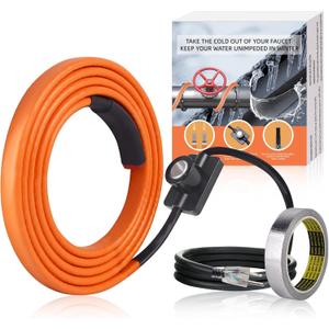 FANOVO Heat Tape for Water Pipes, 6ft Pipe Heat Tape with Thermostat, Self Regulating Heat Tape Cable, Freeze Protection Heating Cable Wrap for Water Pipes, Used for Metal Plastic Pipes and Roof RV