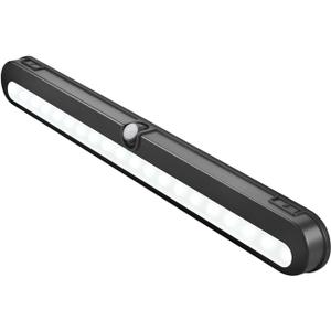 BLS T01LB LED Closet Light Super Bright 20 LED Under Cabinet Lighting Battery Powered / DC Input Wireless Motion Sensing Light, Auto On Off Switch, Motion & Light Sensor, Light Beam Adjustable (Black)