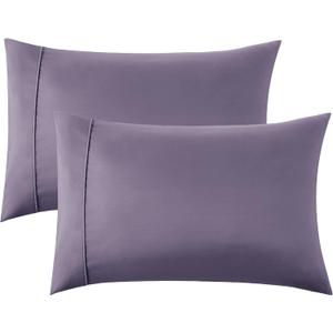 Bedsure Queen Pillow Cases Set of 2 - Grayish Purple Polyester Microfiber Pillowcase 2 Pack, Super Soft and Cozy Pillowcase, Pillow Case Covers with Envelop Closure, 20x30 Inches
