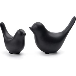 Notakia Small Birds Statues Home Decor Modern Style Birds Decorative Ornaments for Living Room, Bedroom, Office Desktop, Cabinets (Black 2Pcs)