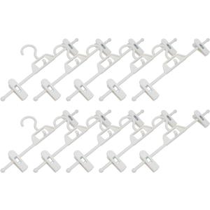 12PCS Plastic Pants Hangers with Clips Space Saving Hanger for Clothes, Sturdy Skirt Hangers with Adjustable Clip, Closet Clip Hangers for Pant, Jeans, Skirts, Slacks (White)