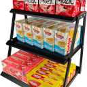 CozyNova 3 Tier Candy Display, Snack Holder, Multi-Functional Counter Snack And Chip Holder For Stores, Cupcake Display Stand, Black