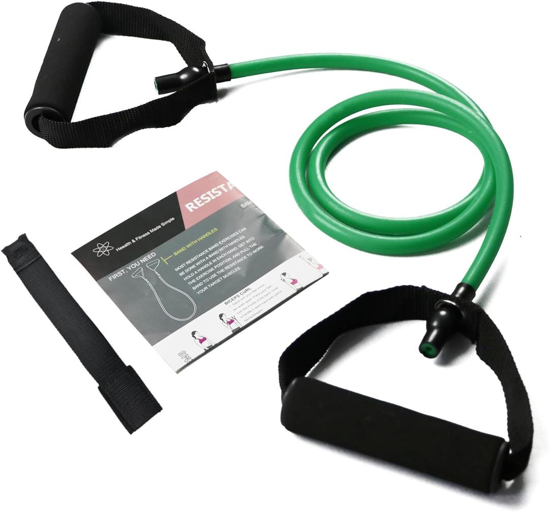 Resistance Bands with Handles, Single Resistance Bands, Exercise Bands with Handles, for Resistance Training, Physical Therapy, Home Workouts, Fitness, Pilates (green-30lbs)