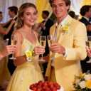 Serwalin Yellow Rose Corsage and Boutonniere Set, Artificial Silk Rose Wrist Corsage Wristlet and Boutonniere Set for Prom Homecoming Wedding Flowers Accessories Party Suit Decorations