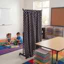 Silkfly 2 Pcs Classroom Privacy Partition Curtains with Rod 63 x 28 Inch Polka Dot Privacy Partition Curtains No Drilling Tension Rod Adjustable Divider Curtain for Student Home Office School Meeting