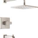 Delta Faucet Modern Raincan Square Single-Function Tub and Shower Trim Kit Brushed Nickel, Tub Faucet Set, Rainfall Shower Head, Spotshield Stainless T14468-SP-PP (Valve Not Included)