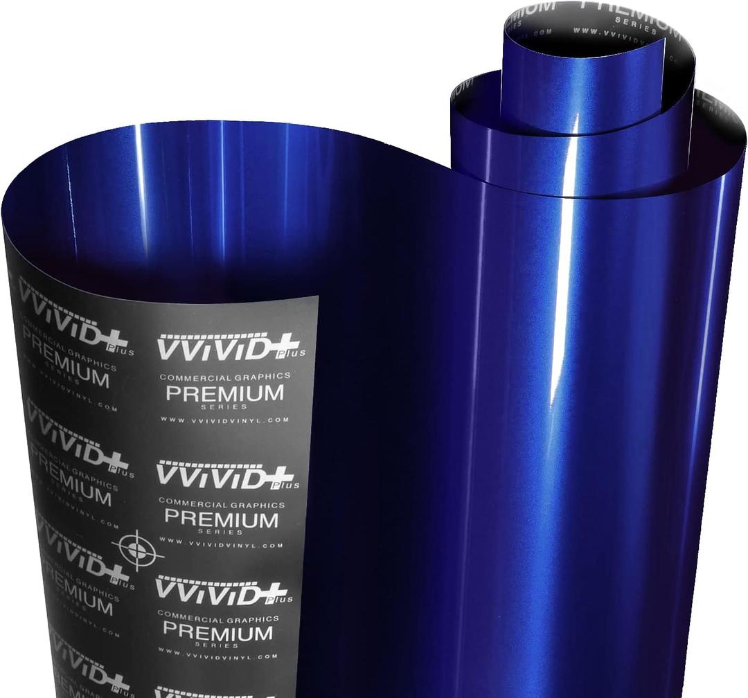 VViViD+ Ultra Gloss Neptune Pearl Blue 5ft  Vinyl Car Wrap Premium Paint Replacement Film Roll with Nano Air Release, Stretchable Cap Liner, Self Adhesive, Indoor Outdoor