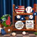 FairySandy 13 Pcs Baseball Tiered Tray Decor Wooden Baseball Table Centerpieces Decor Rustic Wooden Sport Game Sign for Fans Theme Party Supplies