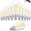 12-Pack Dimmable E12 LED Candelabra Bulbs 60W Equivalent, 2700K Soft Warm White, 600 Lumens B11 Candle Base 6W C35 LED Filament Vintage Light Bulbs, Clear Glass for Chandelier Ceiling Fan High CRI 90+
