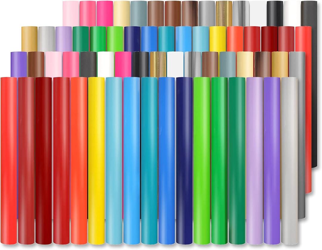 Lya Vinyl 65 Pack Permanent Vinyl, Self Adhesive Vinyl Sheets for Cutting Machine, Permanent Outdoor Sheets for Party Decoration, Sticker, DIY Mug, Car Decal (Multi)
