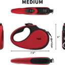 TUG 360 Tangle-Free Retractable Dog Leash with Anti-Slip Handle | 16 ft Strong Nylon Tape | One-Handed Brake, Pause, Lock (Medium, Red)