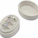 Velvet Wedding Ring Box - Octagon 3 Slots Engagement Ring Boxes with Hinged Lid for Proposal Engagement Wedding, Proposal Ring Box-PRB009-Beige-3 Slots