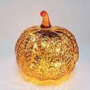 Mercury Glass Pumpkin Light with Timer, with 10 Fairy Lights Inside, Battery Operated Led Pumpkin Lamp, Ideal for Halloween Fall Decoration, Thanksgiving Rustic Decor, Xmas Dcor (Gold)