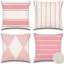 OTOSTAR Outdoor Waterproof Pillow Covers 18x18 Inch Geometry Decorative Throw Pillow Cases Square Modern Cushion Case Garden Throw Pillow Covers Pack of 4 Pillow Shell for Patio Furniture Couch (Pink)
