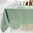 IVAPUPU Textured Linen Table Cloth for Rectangle Tables - Sage Green Christmas Tablecloths Rectangular Waterproof Wrinkle Free Wipeable Dining Table Cover for Spring Wedding Birthday, 52 x 70 Inch