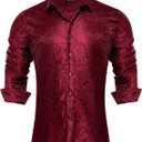 Men's Dress Shirt Long Sleeve Casual Button Down Shirts Regular Fit Inner Contrast Shirt for Business Party, S