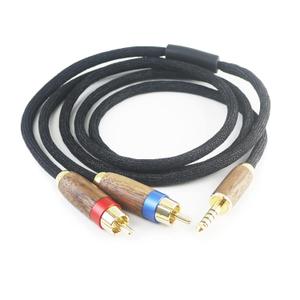 4.4MM Balanced Male to 2 RCA Male Audio Adapter Cord 4.4mm to 2 RCA Balanced Cable Walnut Wood Shell 1.5m/4.9ft