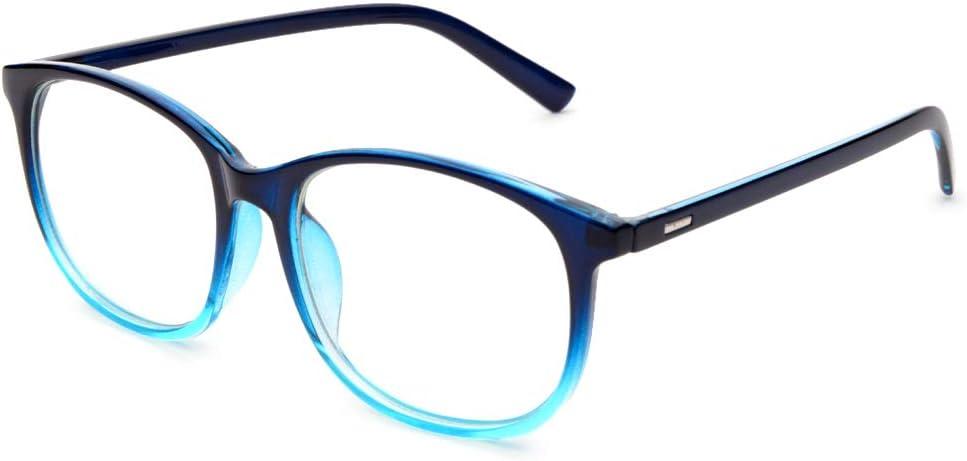 Jcerki Oversize Frame Nearsighted Glasses-2.25 Strength Short Sighted Men and women lightweight Myopia Spectacles (Blue)